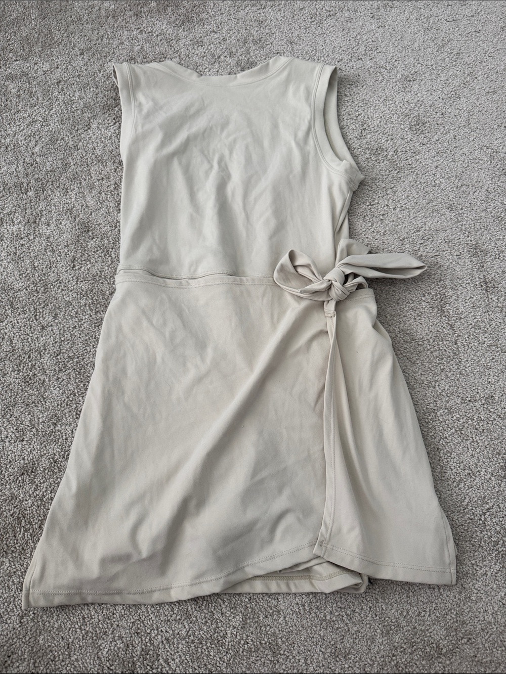 Sleeveless Mini Dress with Side Tie in Light Cream